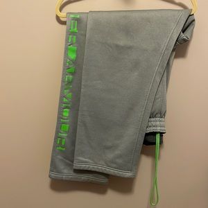 Under Armor Storm Sweat Pants XL Gray and Neon Green